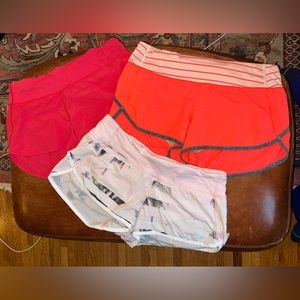 Lululemon size 6 speed up shorts bundle of 3 pink